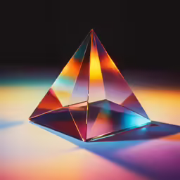 a pyramid of colored plastic sitting on top of a table