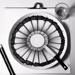 a pen and ink are resting on a plate