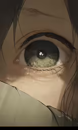 the eyes of an anime character are looking through the hole