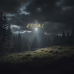 a dark landscape with the word eypc spelled in yellow