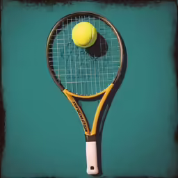 a tennis racket with a ball on the end