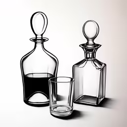 a drawing of bottles and glasses