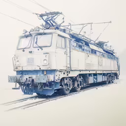 an old train on some tracks in the snow