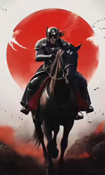 an artwork shows a knight riding a horse