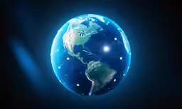 the earth is glowing and reflecting light