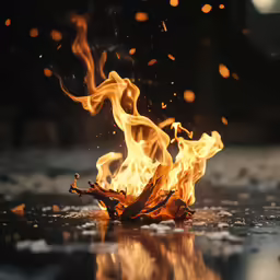 a leaf that has some kind of fire in it