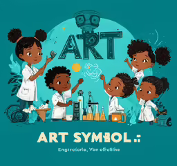 the cover to a book with an image of children making art