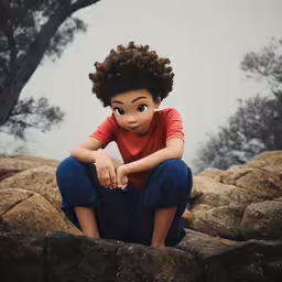 an illustration of a person sitting on a rock