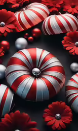 christmas ornaments, some are silver and red
