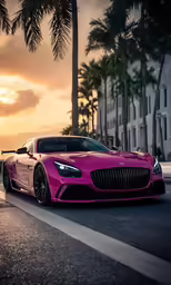 the mercedes sls amg supercar is parked next to a palm tree