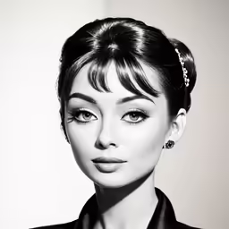 a woman wearing a black dress and earrings
