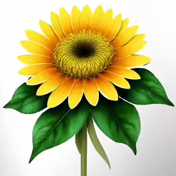 sunflowers in yellow and green are on a stem