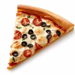 the pizza is in the shape of a slice