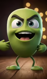 a cartoon character with big eyes and hair