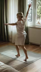 the little girl is playing frisbee in her bedroom