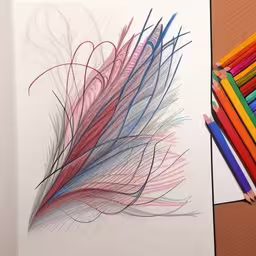 some colorful pencils and colored paper on a table