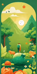 there is a man standing in the woods,two people looking at the scenery of a forest