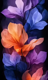 a bunch of colorful flowers on a black background