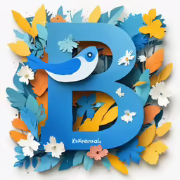 a number and a bird with a lot of leaves on it