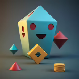 some colorful objects on a gray surface