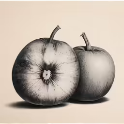 an illustration of two large and small apples
