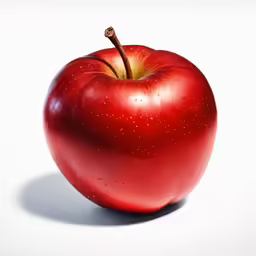an apple on a white surface that is red