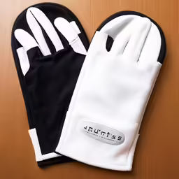 the front of a pair of gloves is shown