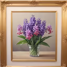 a painting of some pretty flowers in a glass vase
