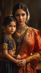 an older woman and young girl pose together