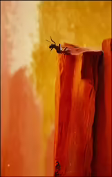 there is a lizard on top of the orange cliff