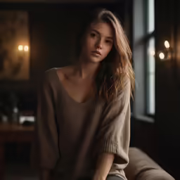 the girl is sitting down posing for a photo