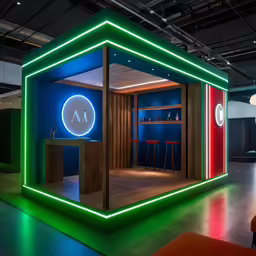 a booth at an indoor art gallery