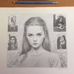 a pencil drawing of a woman