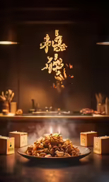 a candle is lit on top of some kind of food