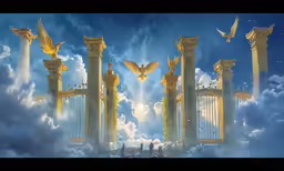 an image of an elaborate building on top of clouds