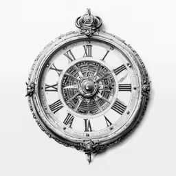 a round white clock sitting on the wall
