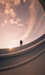 there is a person standing on a slope with the sun in the background