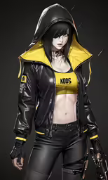 a person that is wearing leather and holding a gun