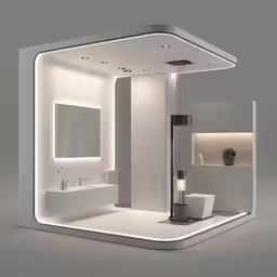 this is a rendering of a modern interior showroom