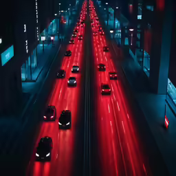 a busy road filled with lots of traffic at night