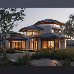 a modern luxury house on a green hill