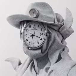 a clock has been placed atop a sculpture