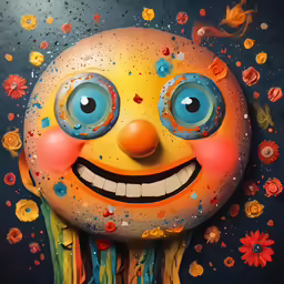 an image of a cartoon character with flowers and petals