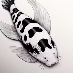 an image of a black and white fish with spots on its face