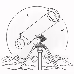 a drawing of a telescope on a tripod in the sky