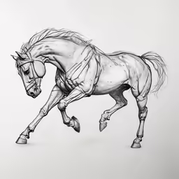 a drawing of a running horse