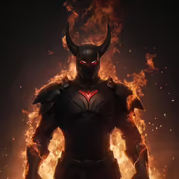 an illustration of a demon in the middle of flames