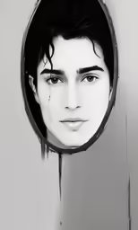 a man has his head on a mirror while looking at himself