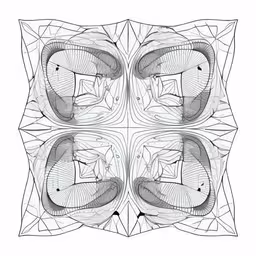 this is an intricate drawing with abstract lines and shapes,an abstract black and white illustration with some lines, circles, and a face