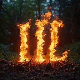 some blazing up orange fire in the forest